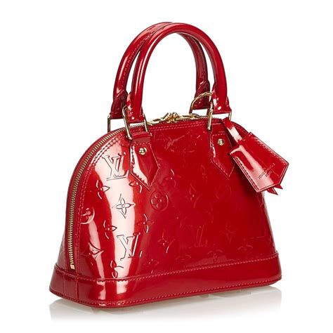 lv red vernis bag